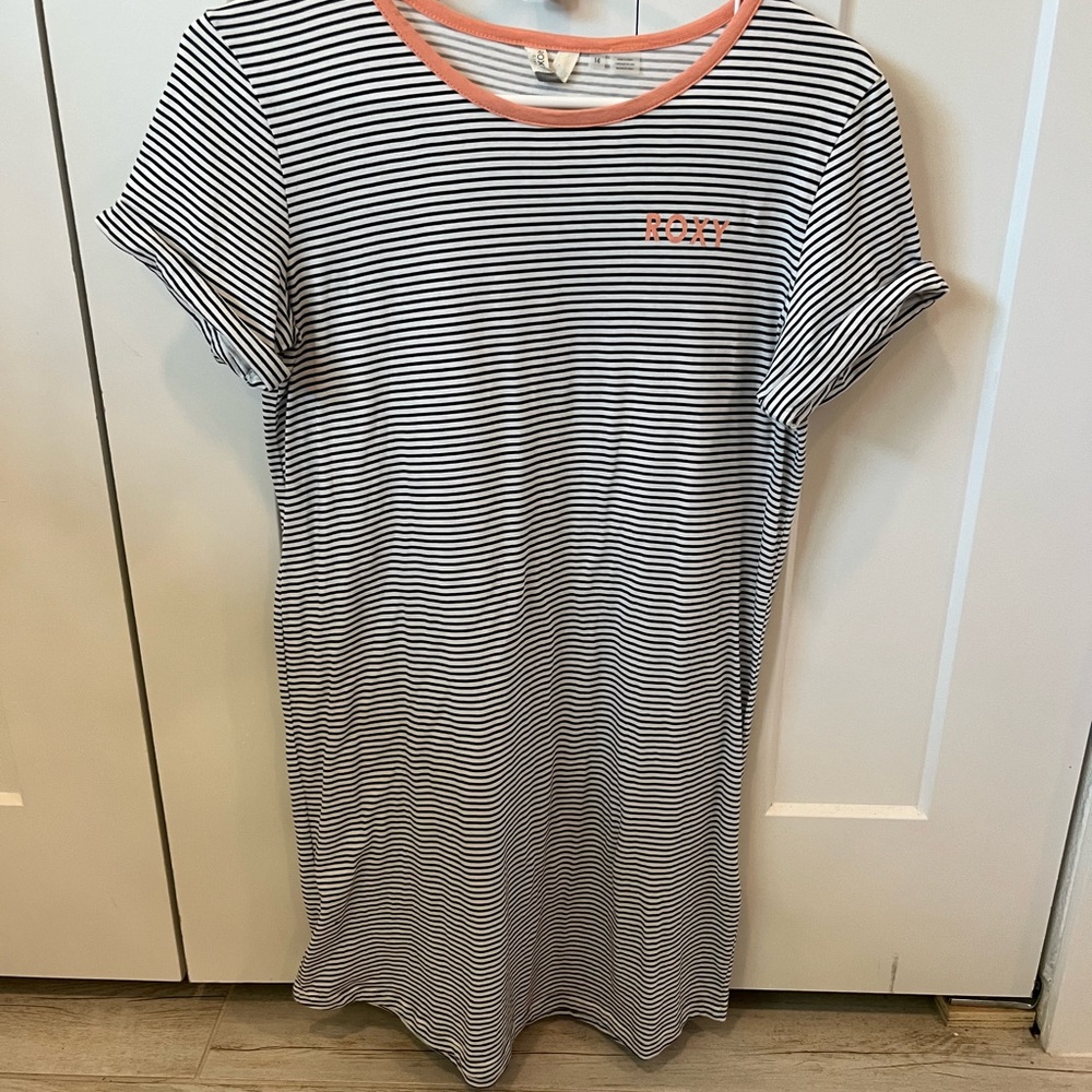 Roxy size 14 dress white with black stripes